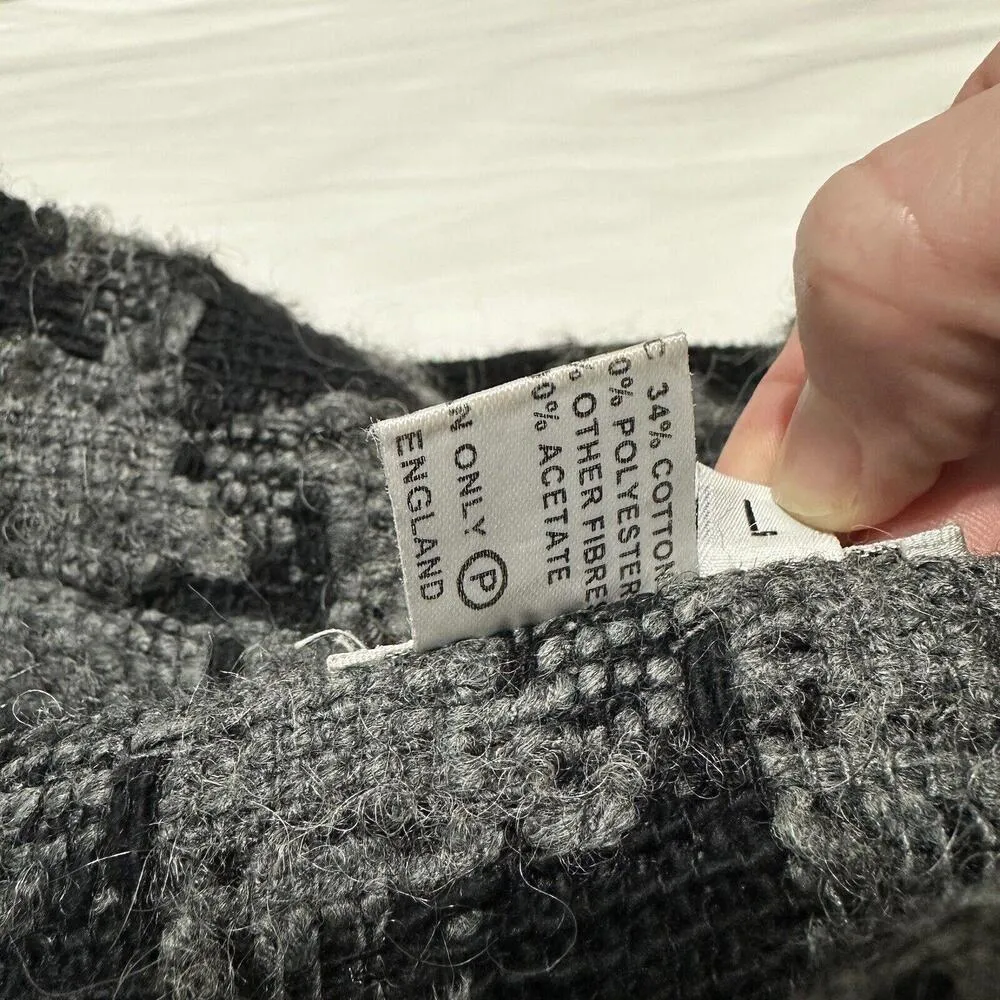 Charles Gray London Women's Belted Black/Gray Houndstooth Coat Sz L Large Jacket - Image 10