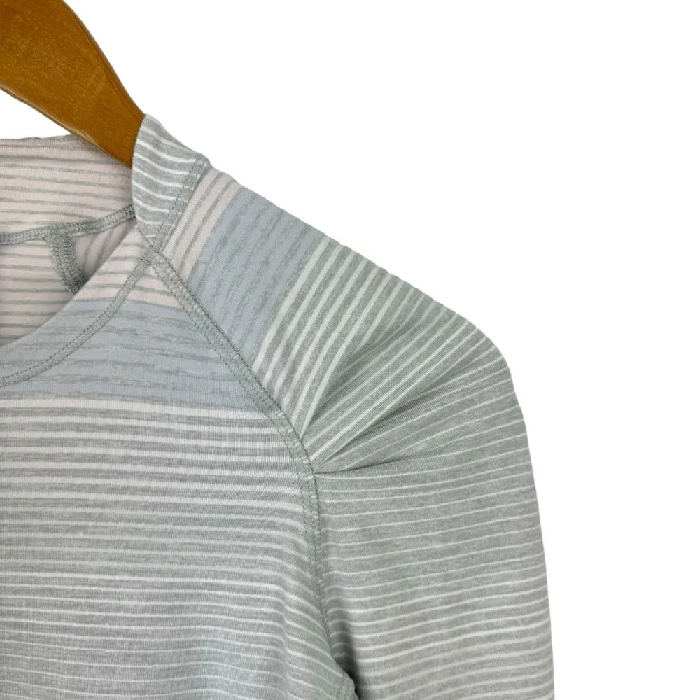 Lululemon Think Fast Long Sleeve Om Stripe Heathered Silver Spoon Silver Spoon 6 - Image 4