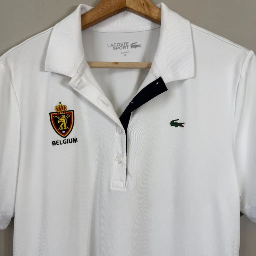 Lacoste Belgium BEgolf Short Sleeve Polo Shirt Women's 40 White Golf Preppy NWOT - Image 4