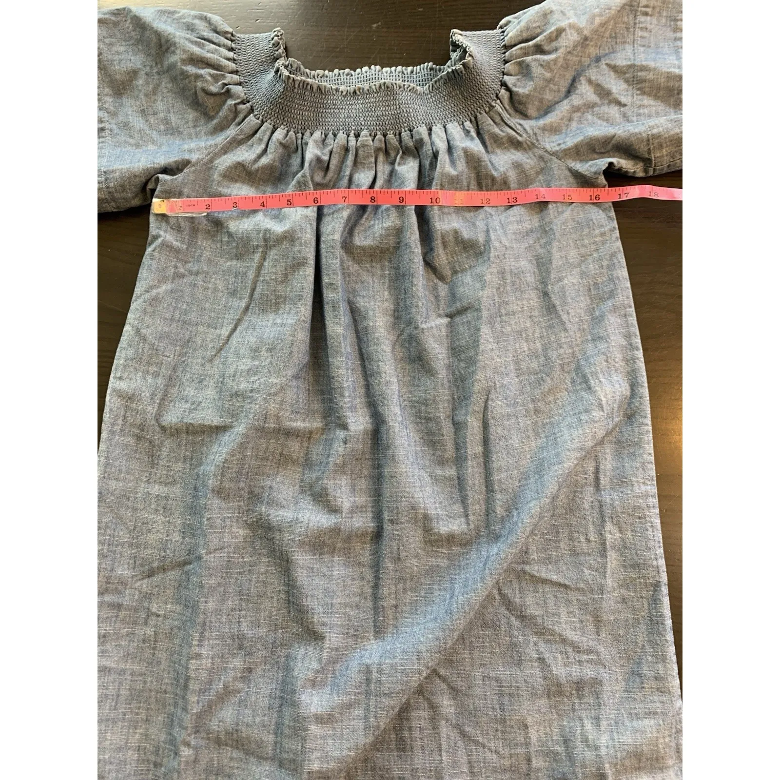 J Crew Dress‎ Size 4 Blue Chambray Off Shoulder Short Sleeve 100% Cotton Preppy - Image 8