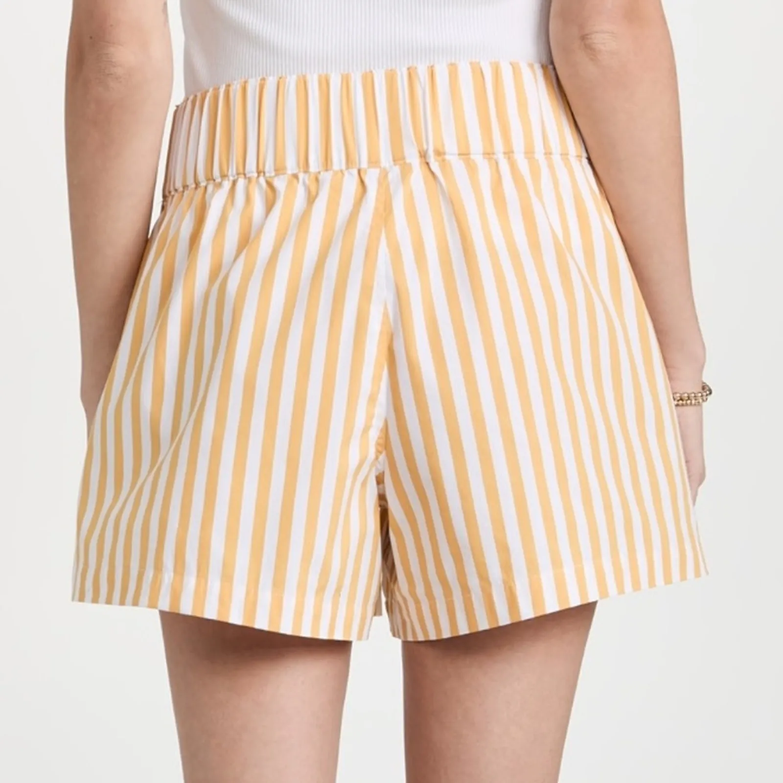AYR Staycation Shorts Yellow & White Stripes X-Large Gently Used Preppy Retro - Image 2