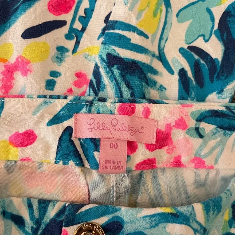 Lilly Pulitzer Kelly skinny ankle pants Serene Blue vibrant abstract print 00 - Image 4