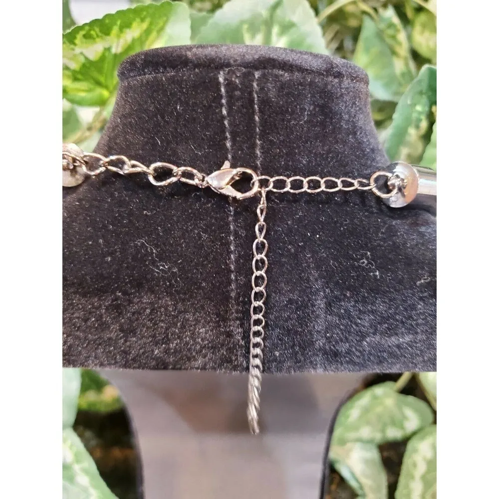 Traci Lynn Silver Tone Rhinestone Necklace - Image 7