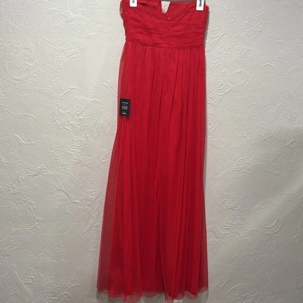 Lulus Queen Behavior Strapless Ruched Red Tulle Maxi Dress Size Small NWT - Image 5