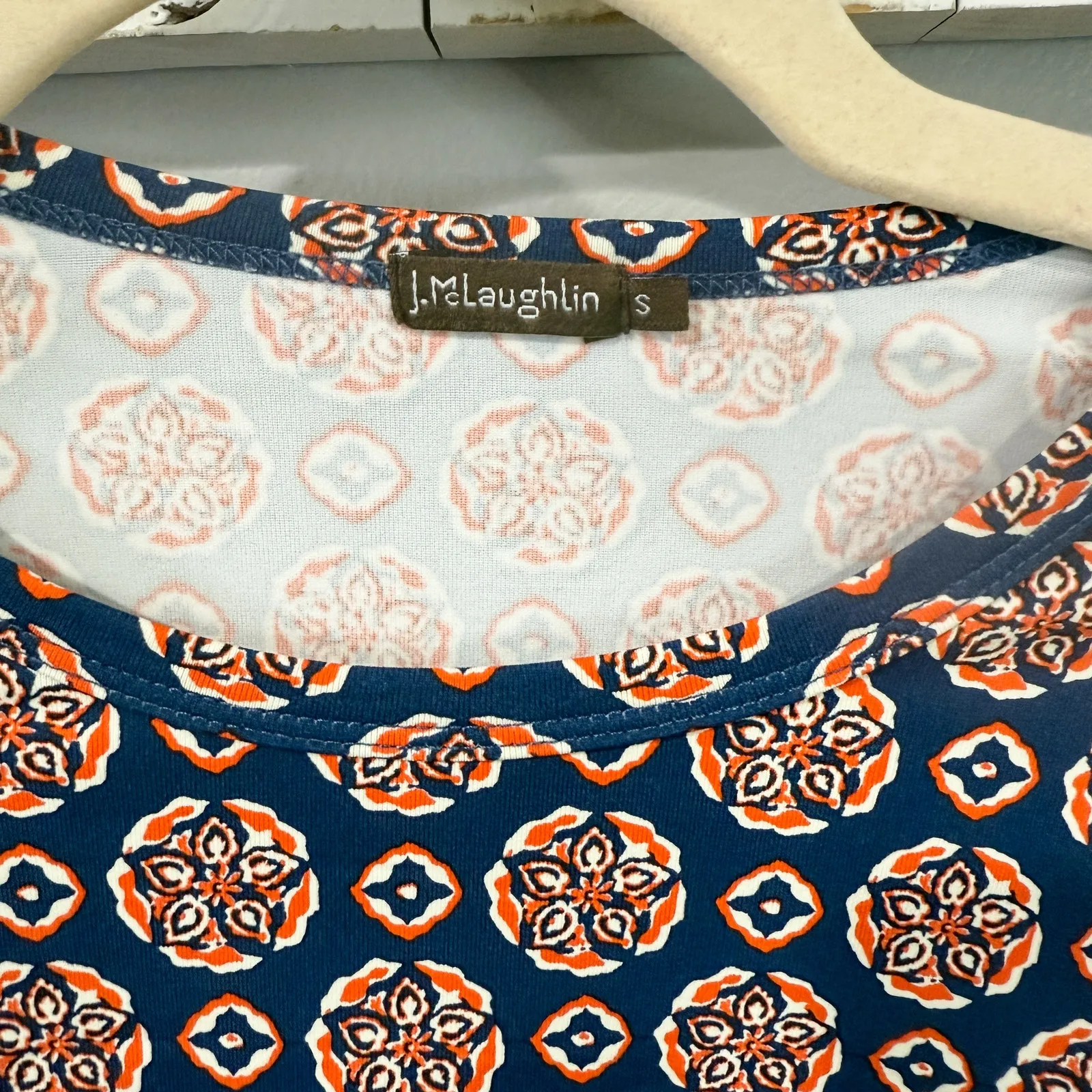 J.McLaughlin Catalina Top – Mini Lyon Print, Navy/Orange, S - Image 3