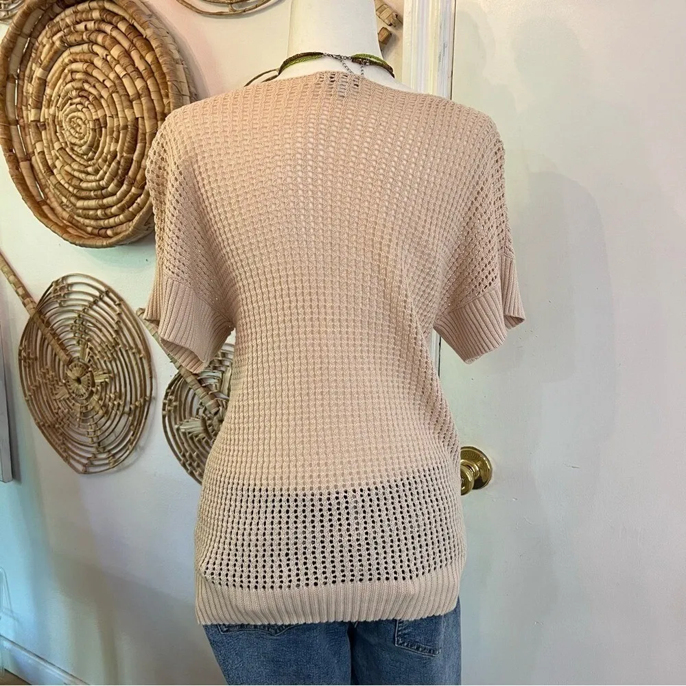 Gap Beige Open Knit Sweater Coastal Chic Layering Top Lightweight Pullover S - Image 6