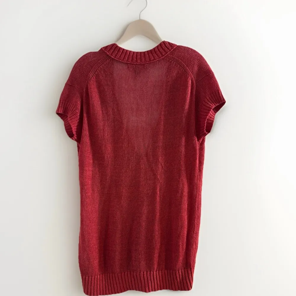 Women’s Banana Republic 100% Linen Red Cap Slv Top  Pullover Sweater Vest Size S - Image 4