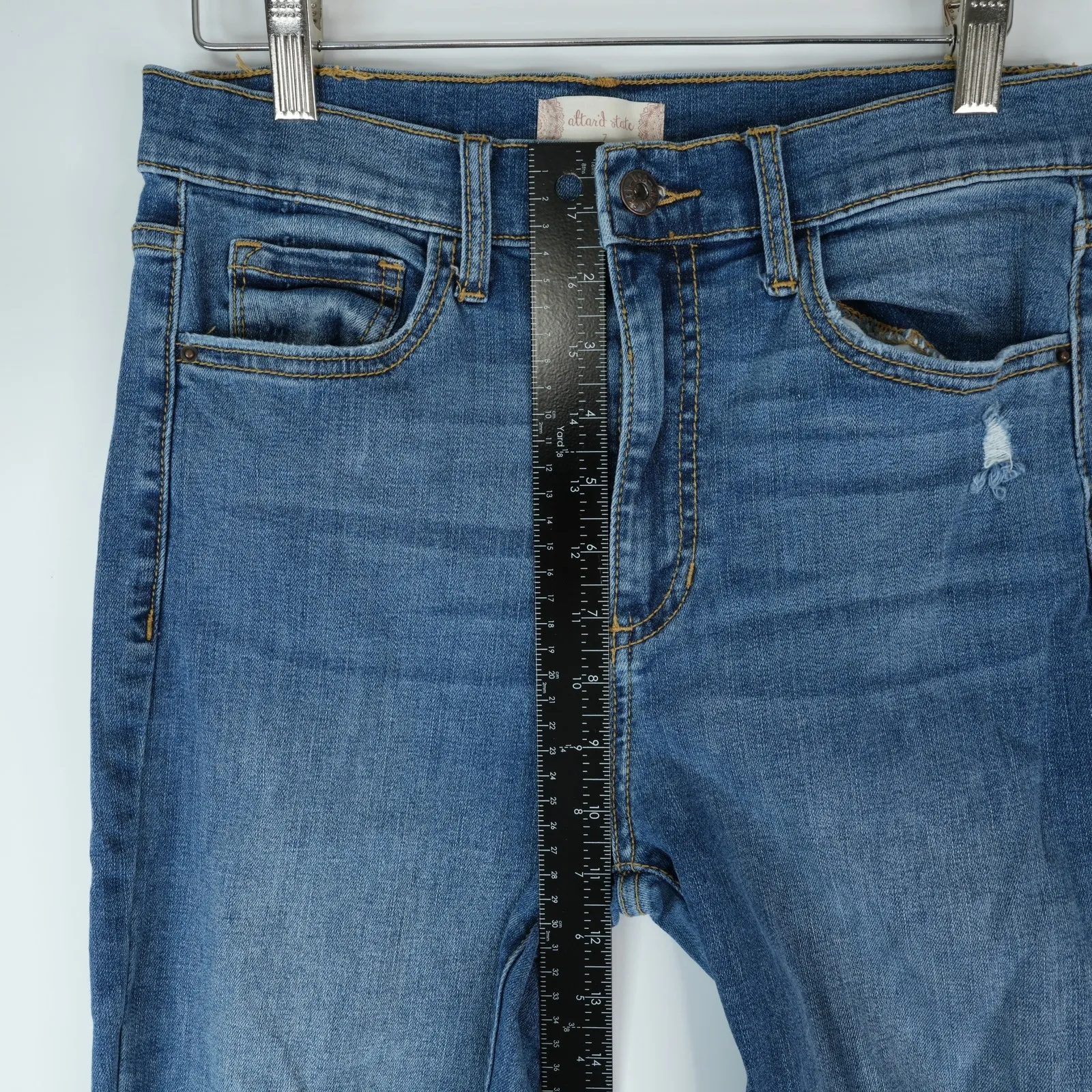 Altar'd State Jeans Womens 7/W28 (28x31) Distressed Flare High Rise Raw Hem - Image 11