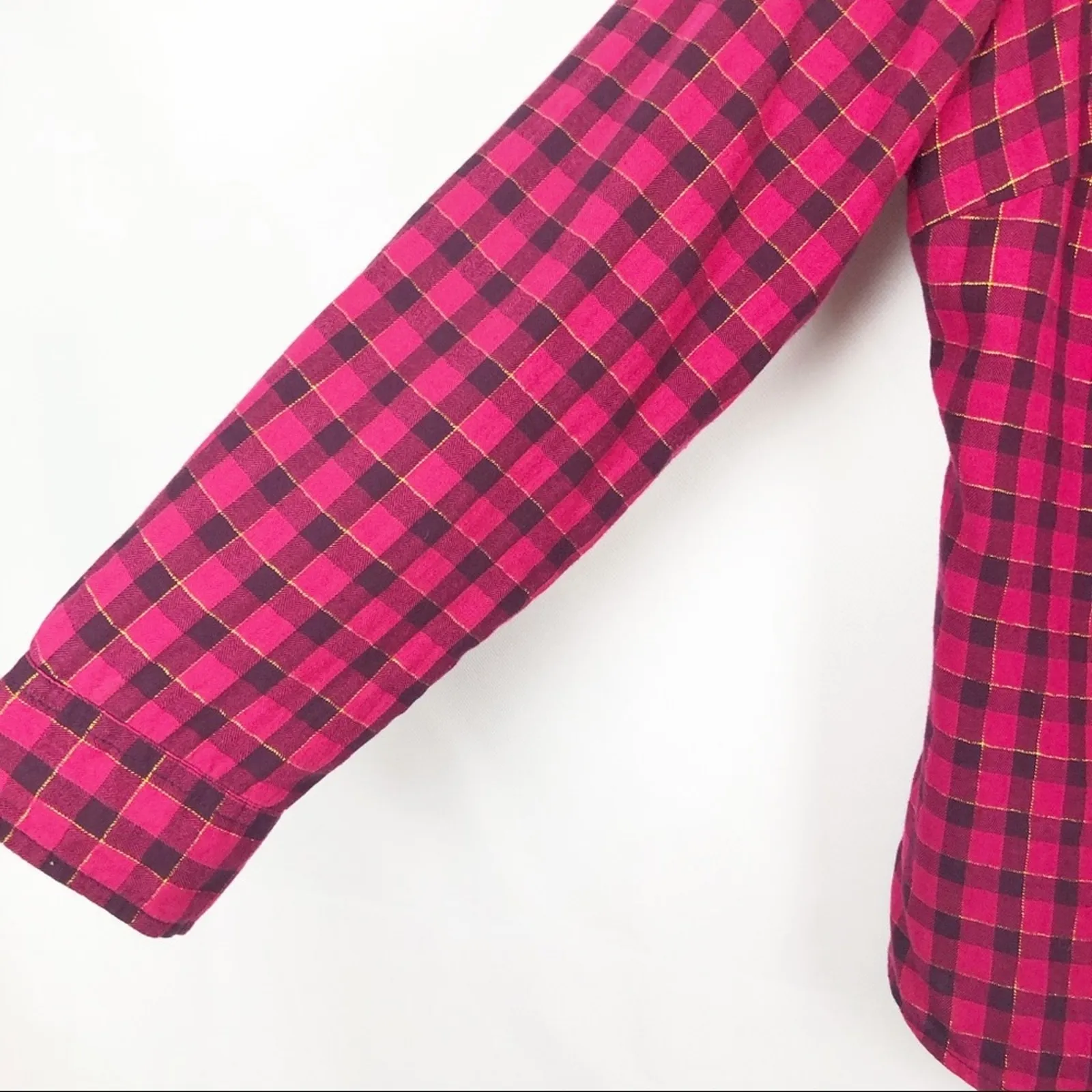 St. John’s Bay Button Down Pink Plaid Shirt Size PM - Image 4