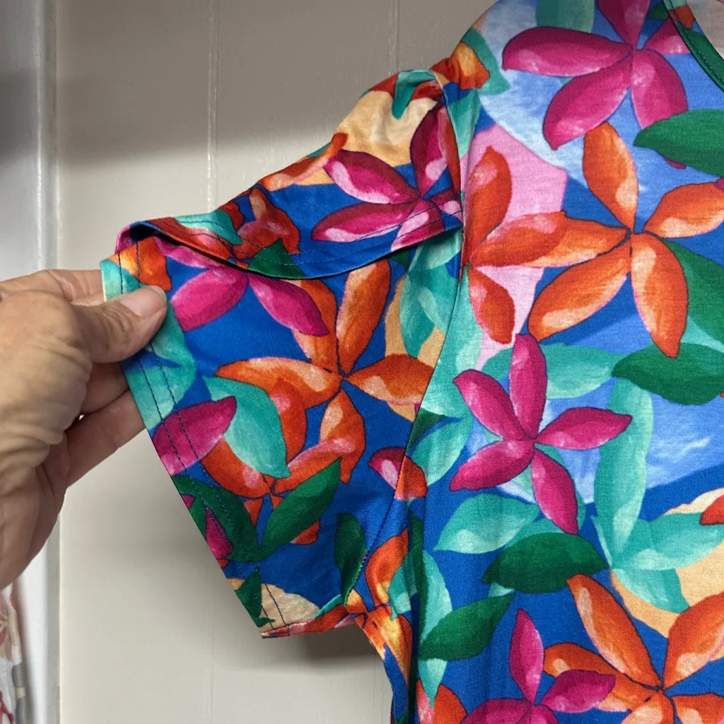 Vibrant Multicolor Floral Midi Dress Size XL - Image 3