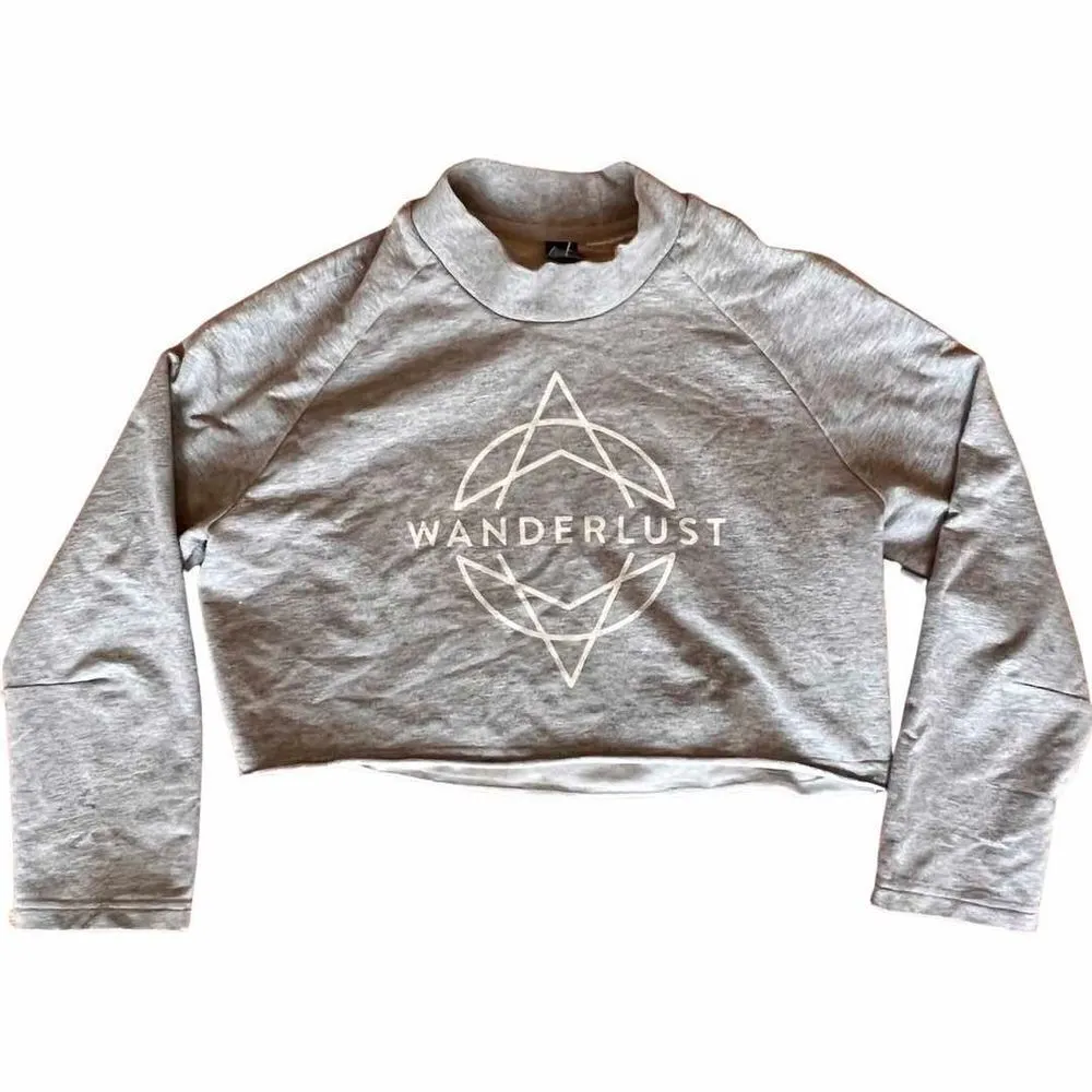Adidas x Wanderlust Gym Shirt Gray Cropped long sleeve Yoga Workout fitness XS/S - Image 2