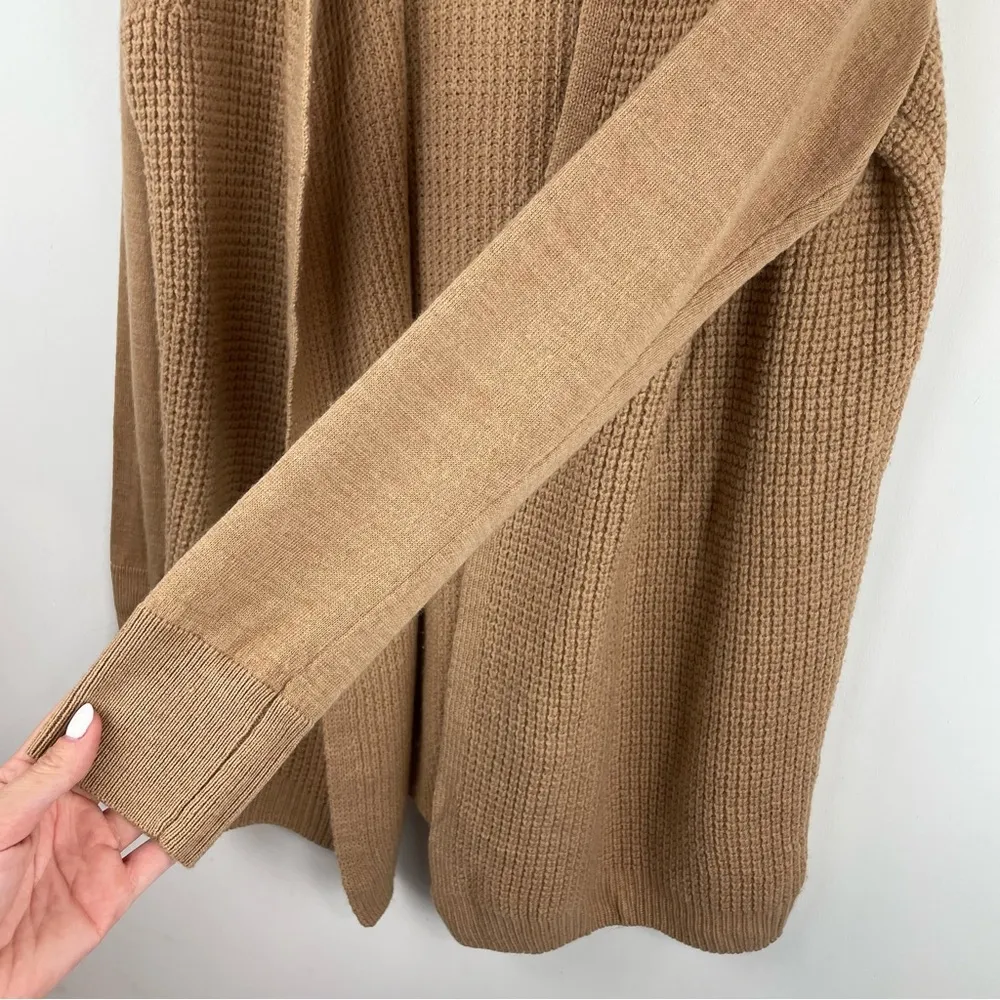 Kenar 100% Merino Wool Tan Waffle Knit Cardigan Sweater Sz 1X - Image 7