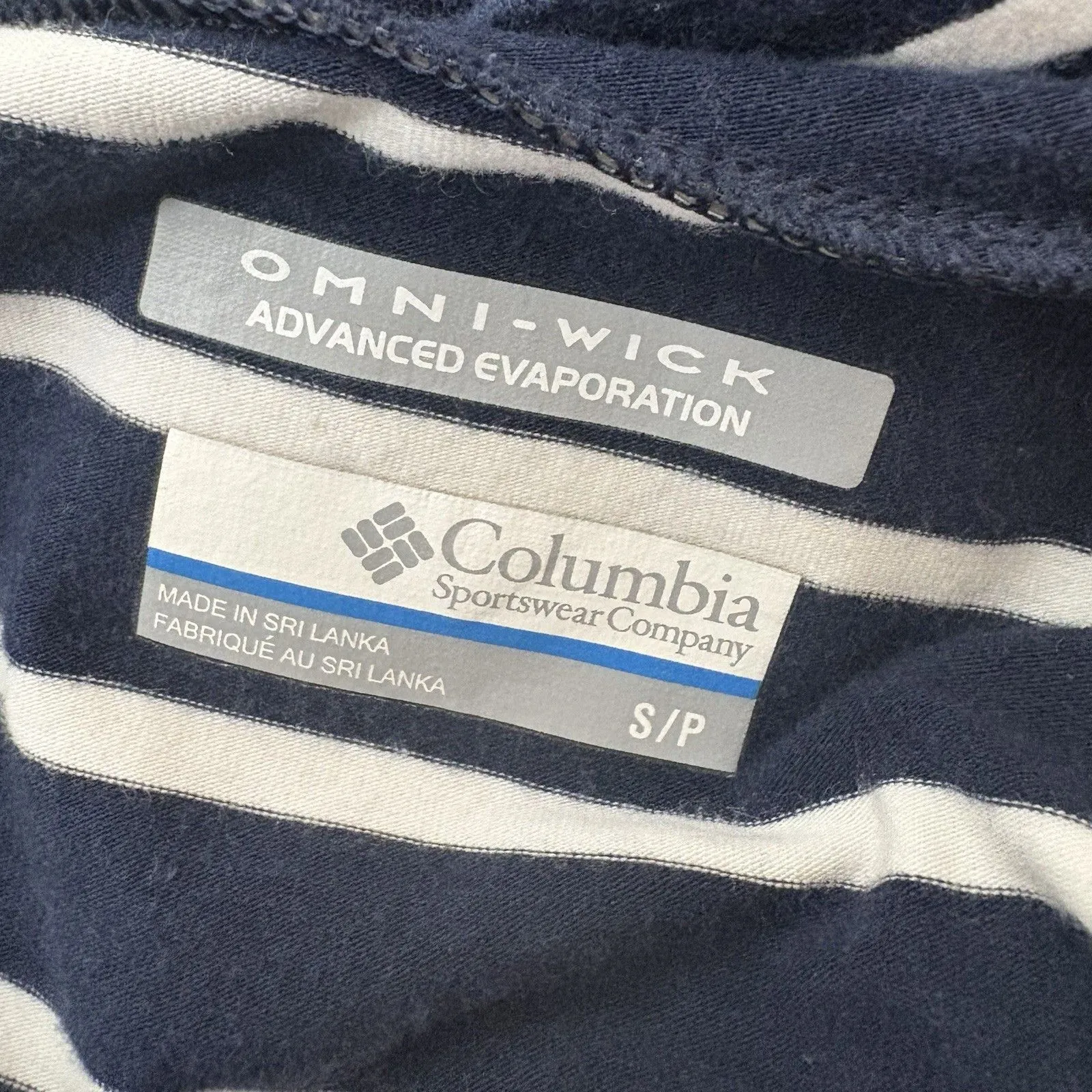 Columbia Omni Wick Navy Blue Short Sleeve Striped Scoop Neck Dress Size Small - Image 5