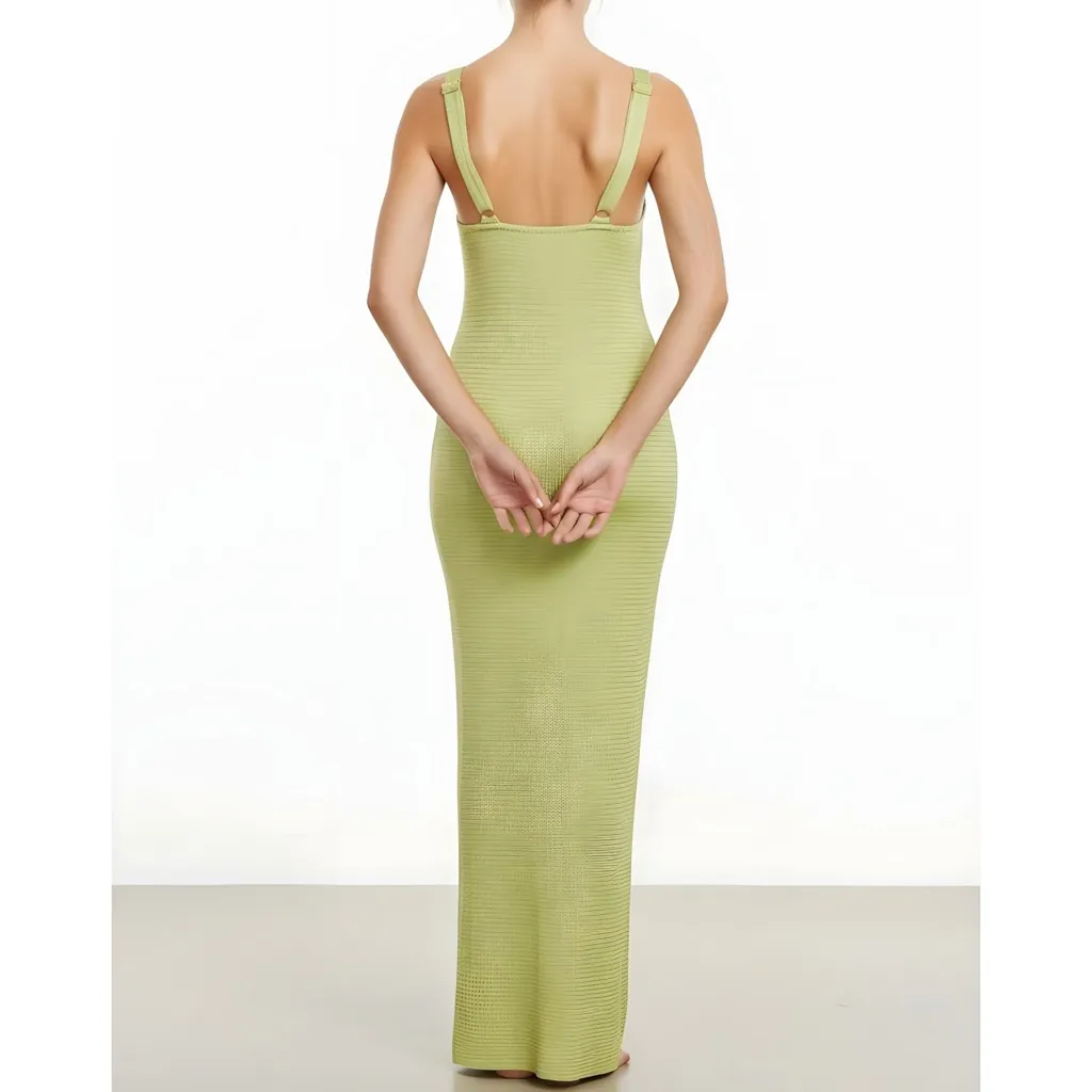 BAOBAB Grace Knit Maxi Dress, Limoncello, Medium Green - Image 3