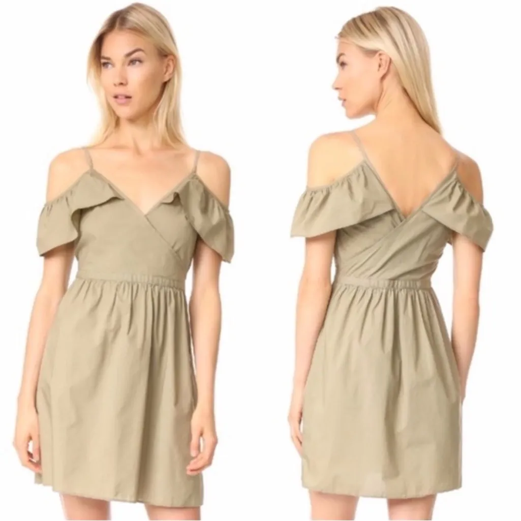 MADEWELL KHAKI OLIVE GREEN COLD SHOULDER COTTON SUNDRESS 4 - Image 2