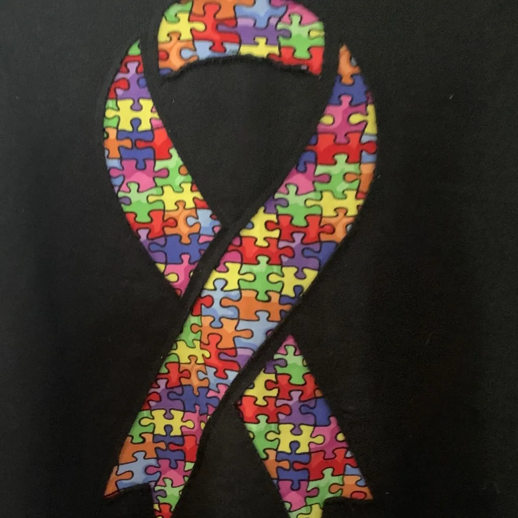 Jerzees  Black Crewneck Sweater with Colorful Ribbon - Image 2