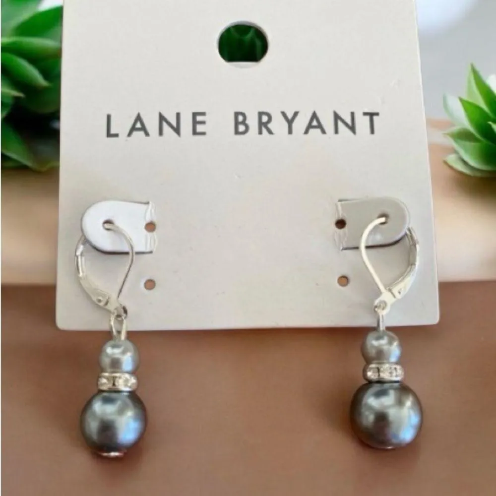 Lane Bryant Faux Pearl With Crystal Gemstones Dangle Earrings - Image 5