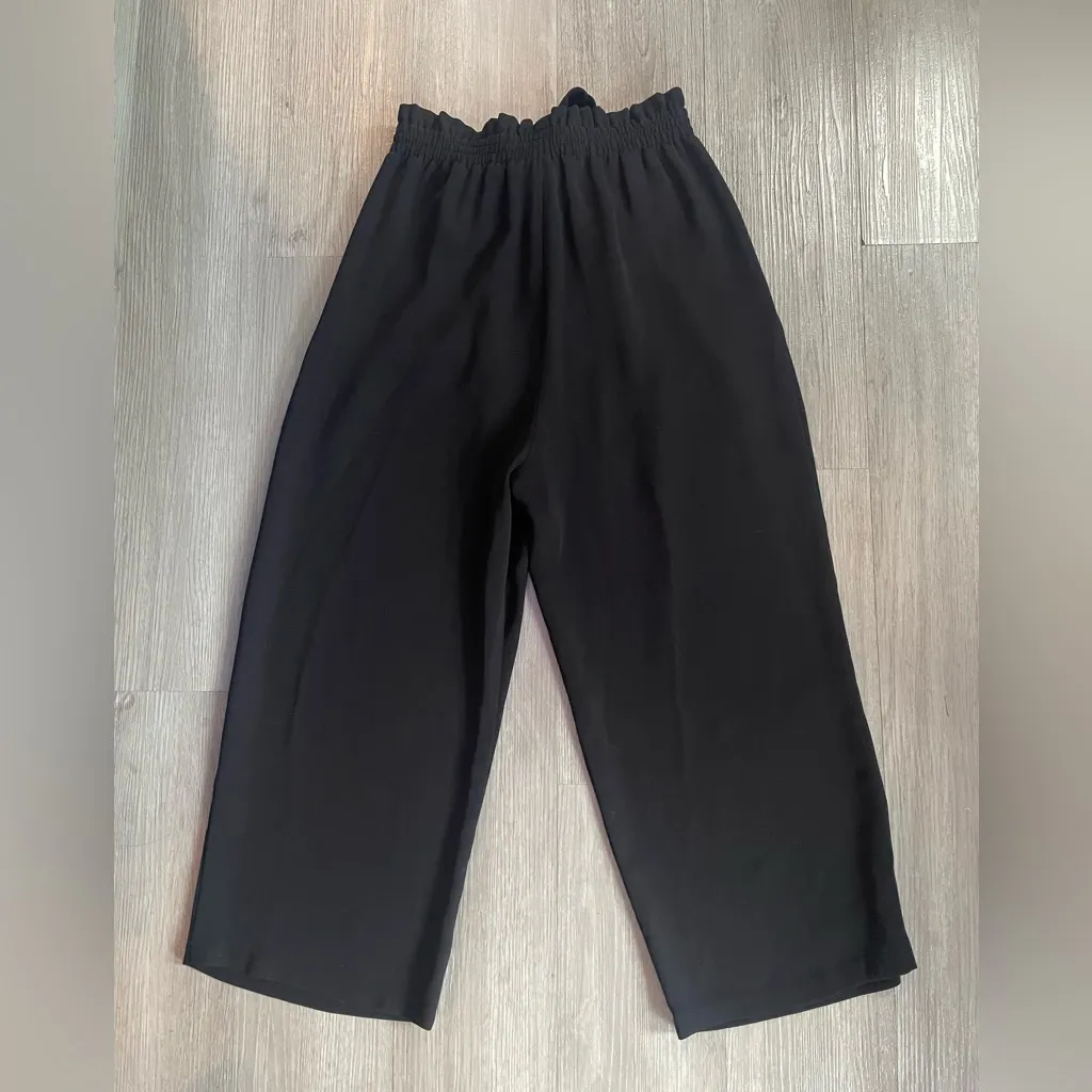 Zara High Rise Wide Leg Tie-Waist Trouser Pants Black size XS - Image 6