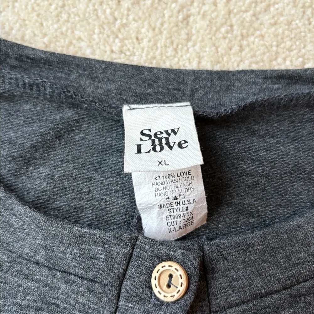 Sew In Love Charcoal Buttoned Top Gray Size XL - Image 3