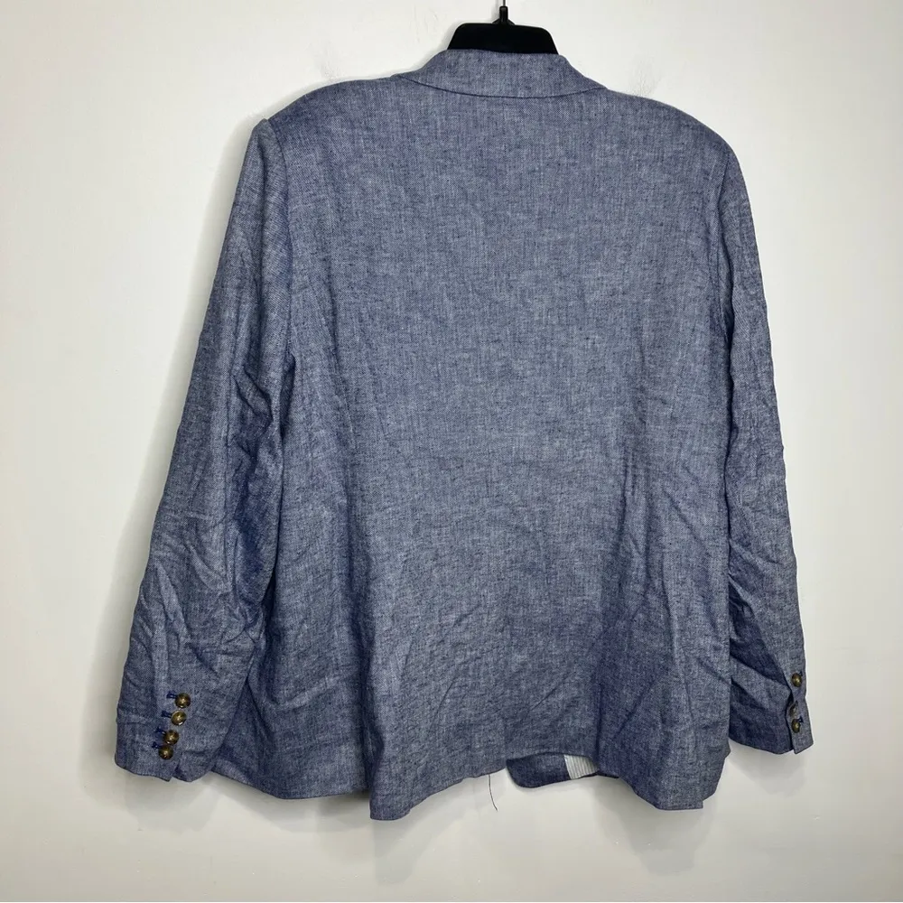 Lane Bryant linen Blend one‎ button blazer womens size 24 plus blue professional - Image 8