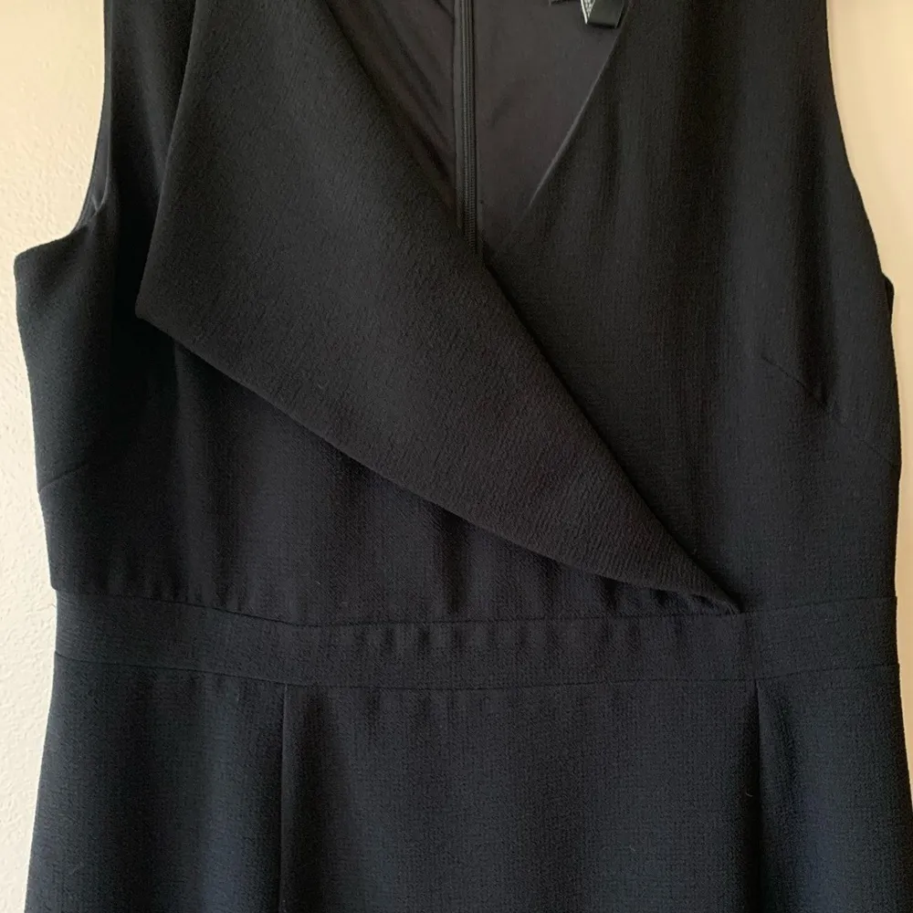 Adrianna Papell Black V-Neck Sleeveless Classic Midi Sheath Dress Size 6 - Image 8