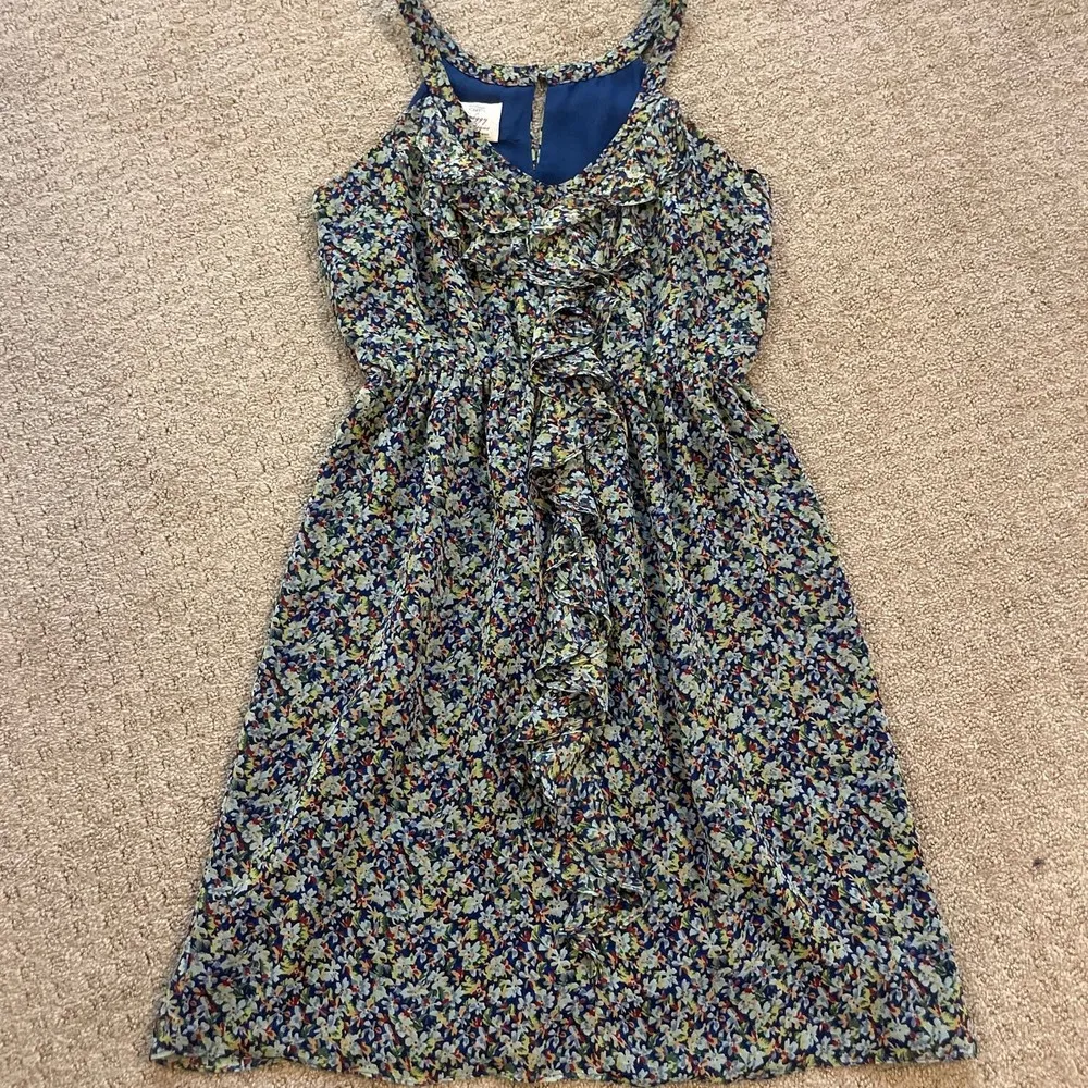 Suzi Chin for Maggy Boutique Blue Floral Sleeveless Ruffle Mini Dress - Image 8