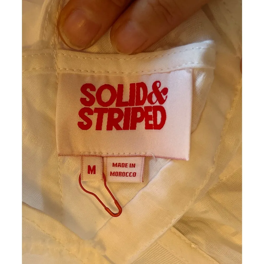 SOLID & STRIPED White Cotton Dress Button Down Sleeveless Straps Plumetis M NWOT - Image 8