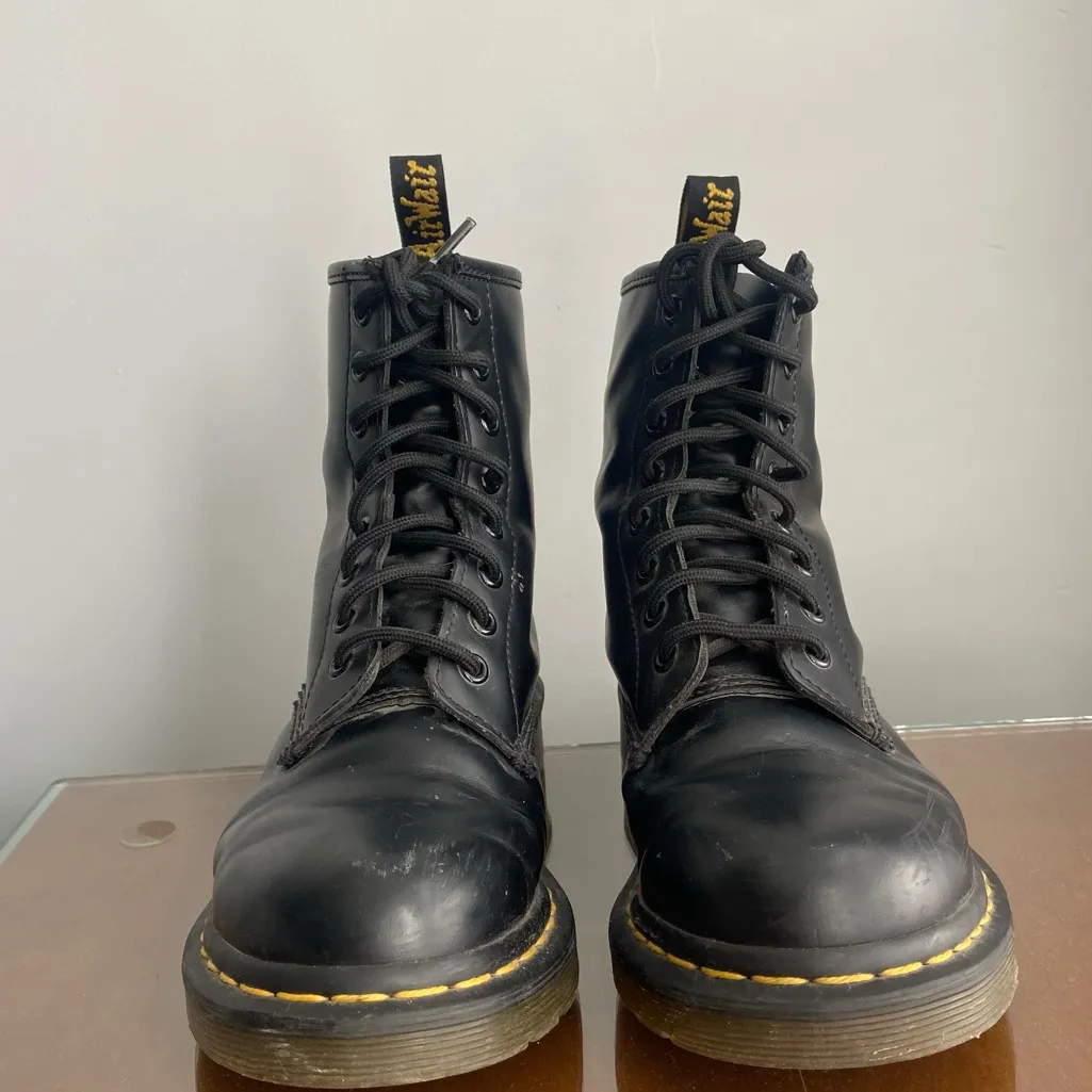 Dr. Martens 1460 Black Leather Lace Up Boots Combat Grunge Goth Vintage Style - Image 3