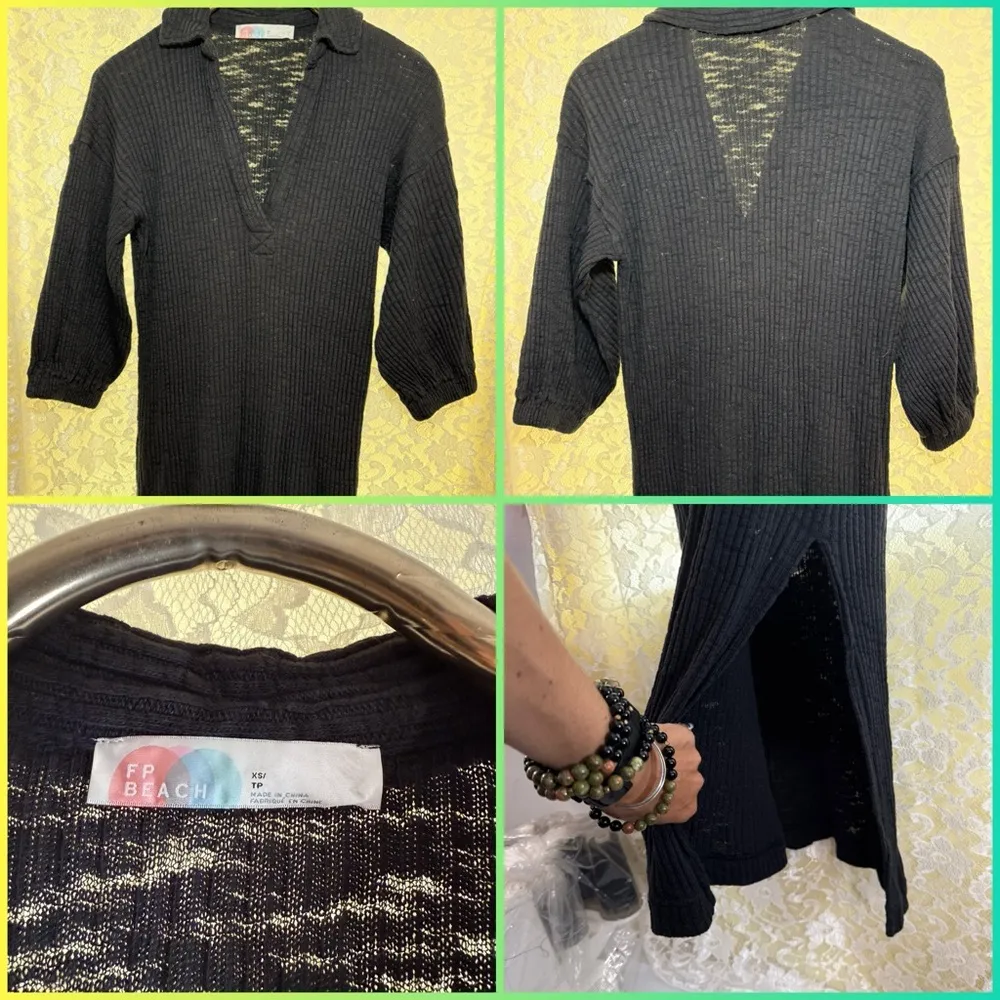 Free People beach Black Maxi light sweater Dress XS worn once like new - Image 6