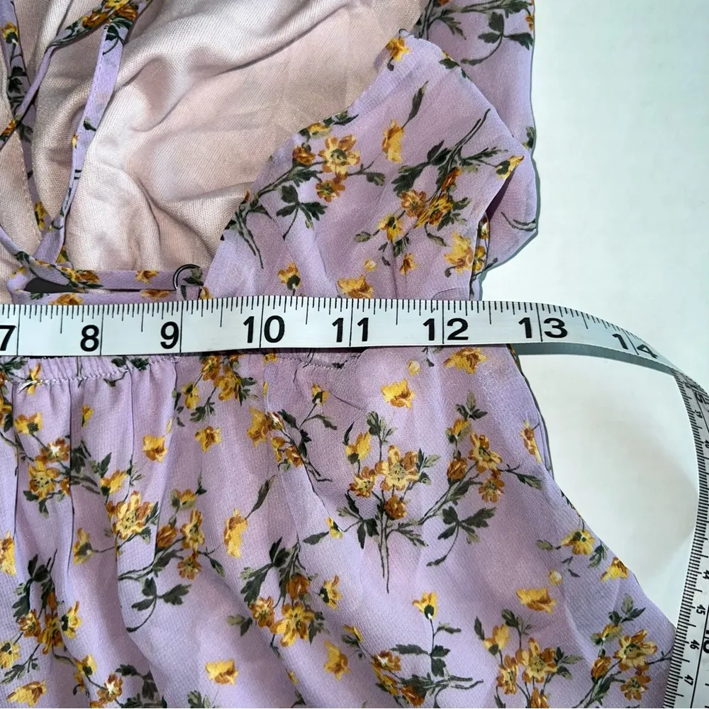 Audrey 3+1  backless floral purple romper size large new - Image 15