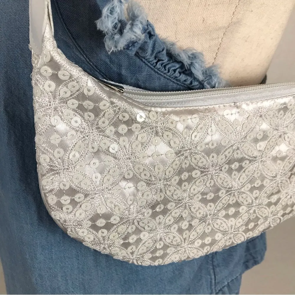 Vintage Y2K Jessica McClintock white beaded sequined embroidered mini bag White - Image 4