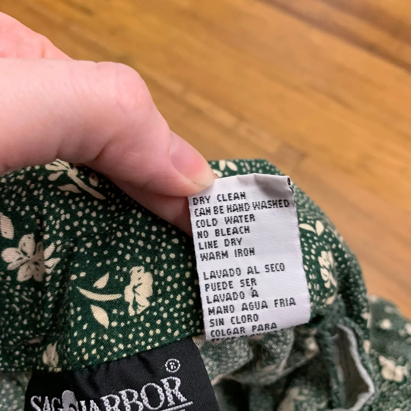 Vintage Sag Harbor Petite Green Floral Short Sleeve Button Up Shirt‎ Size Medium - Image 5