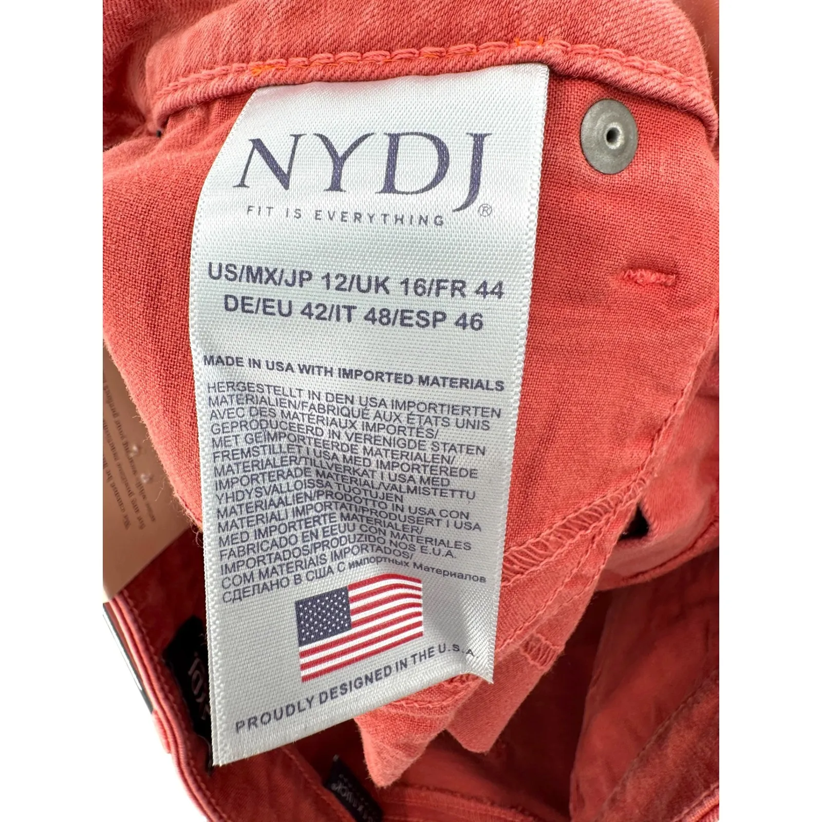 NYDJ Sheri Slim Ankle Jeans Chili Pepper Red Size 12 Lift Tuck Stretch Denim NWT - Image 6