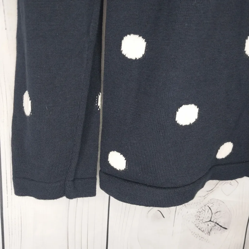 Tommy Hilfiger Dark Blue and White Polka Dot Preppy V-Neck Women's Sweater - Image 3