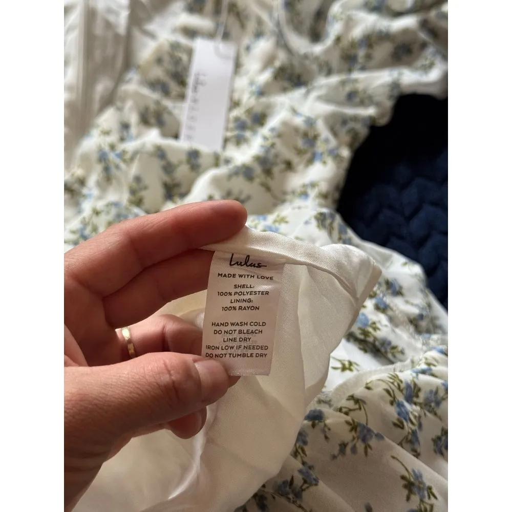 Lulu's X Lush So True White Floral Print Tiered Short Sleeve Mini Dress Sz S NWT - Image 6