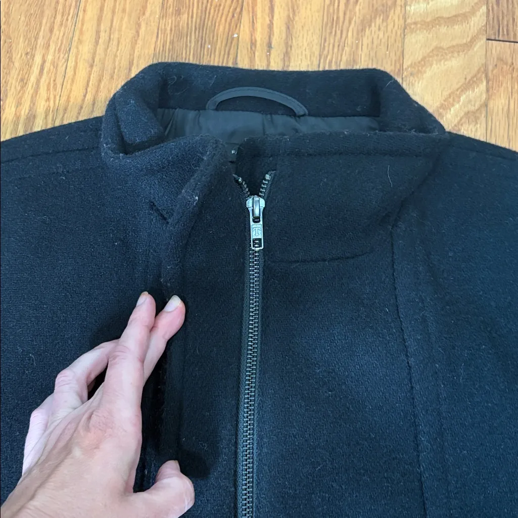 Talbots Italian Stadium Wool Blend Coat Full Zip‎ Winter Black size 12 - Image 8