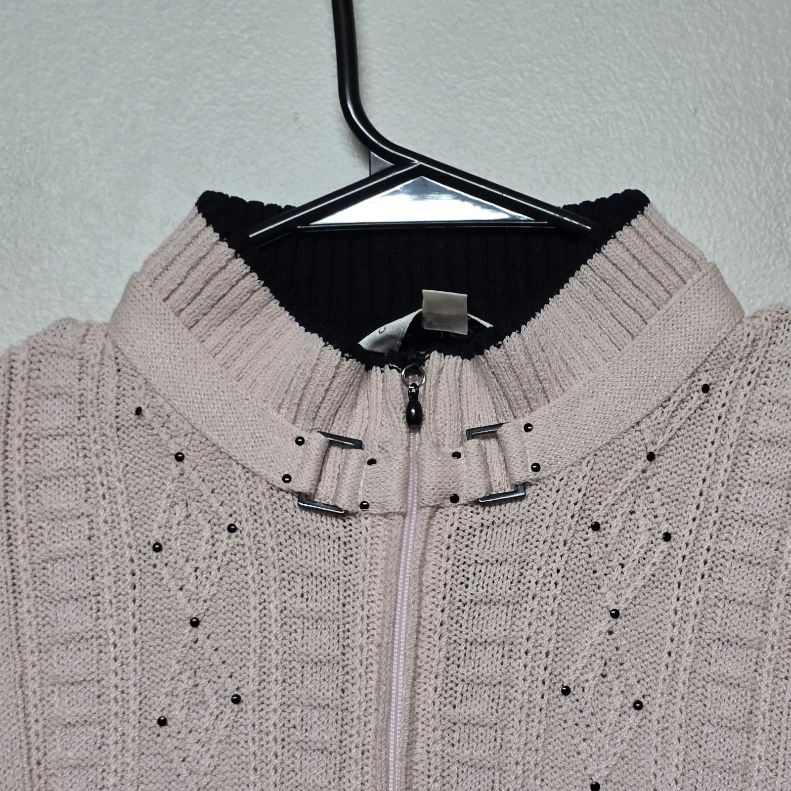 St John Collection Santana Knit Sz‎ 8 Cardigan Sweater Jacket Pink/Black Luxury - Image 4