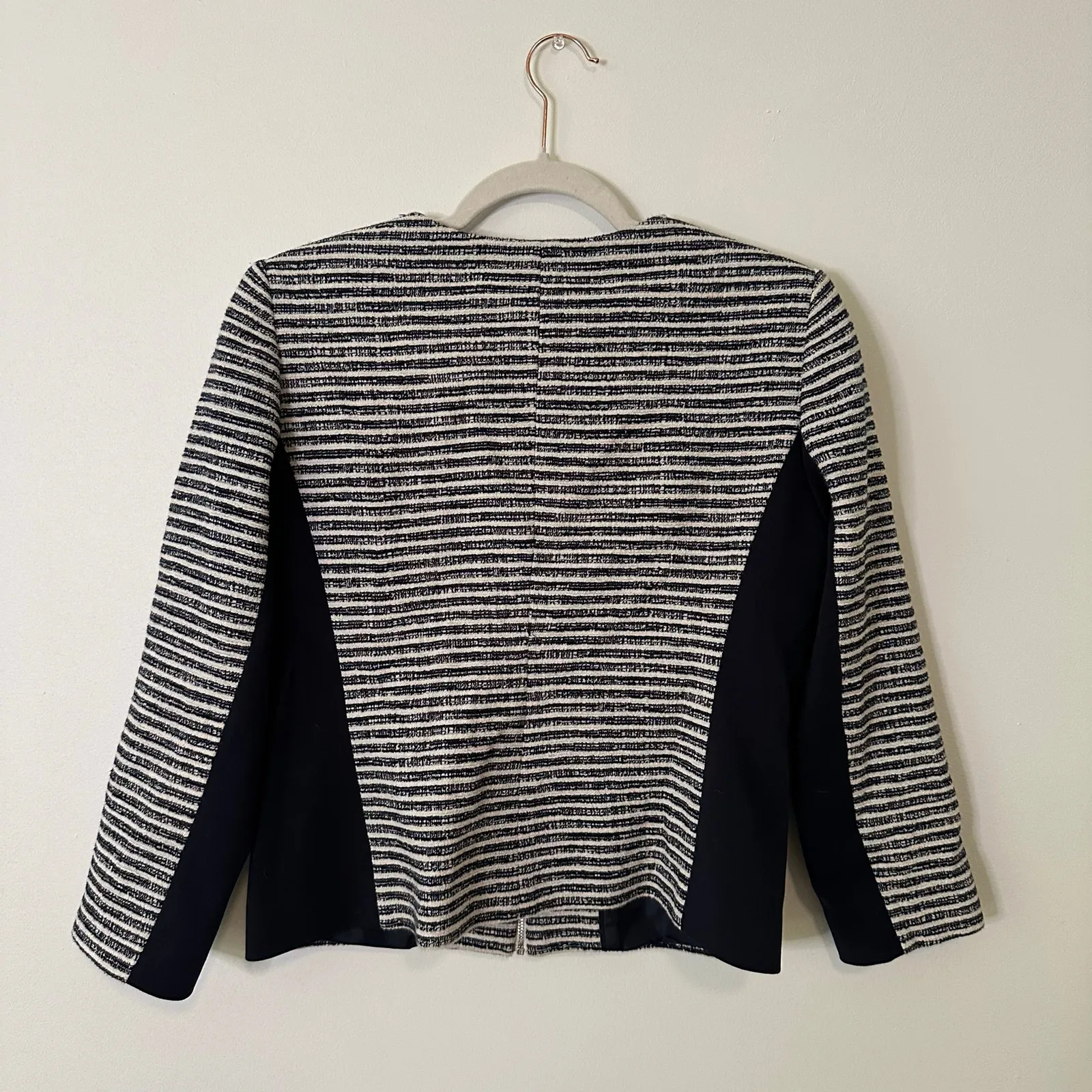 Ivanka Trump blue & white striped zip up jacket - Image 15