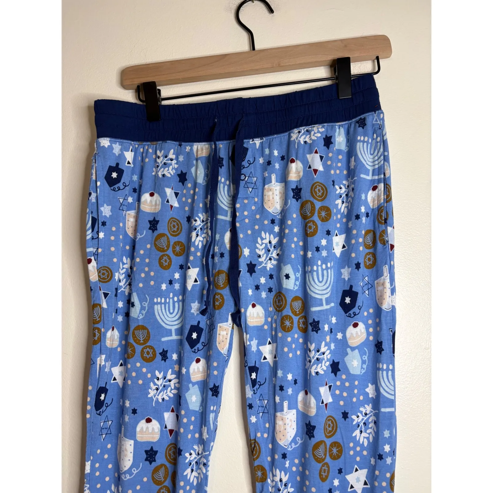 Little Sleepies Hanukkah Pajama Pants Women's Small Blue Dreidel Menorah Print Size undefined - Image 3