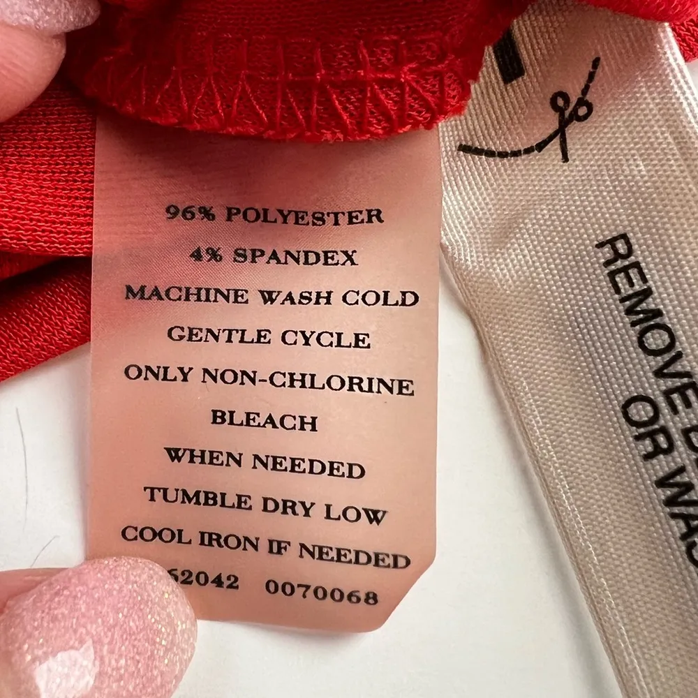 ANN TAYLOR Sleeveless Blouse Draped Front Top Red Flowy Size Large - Image 4