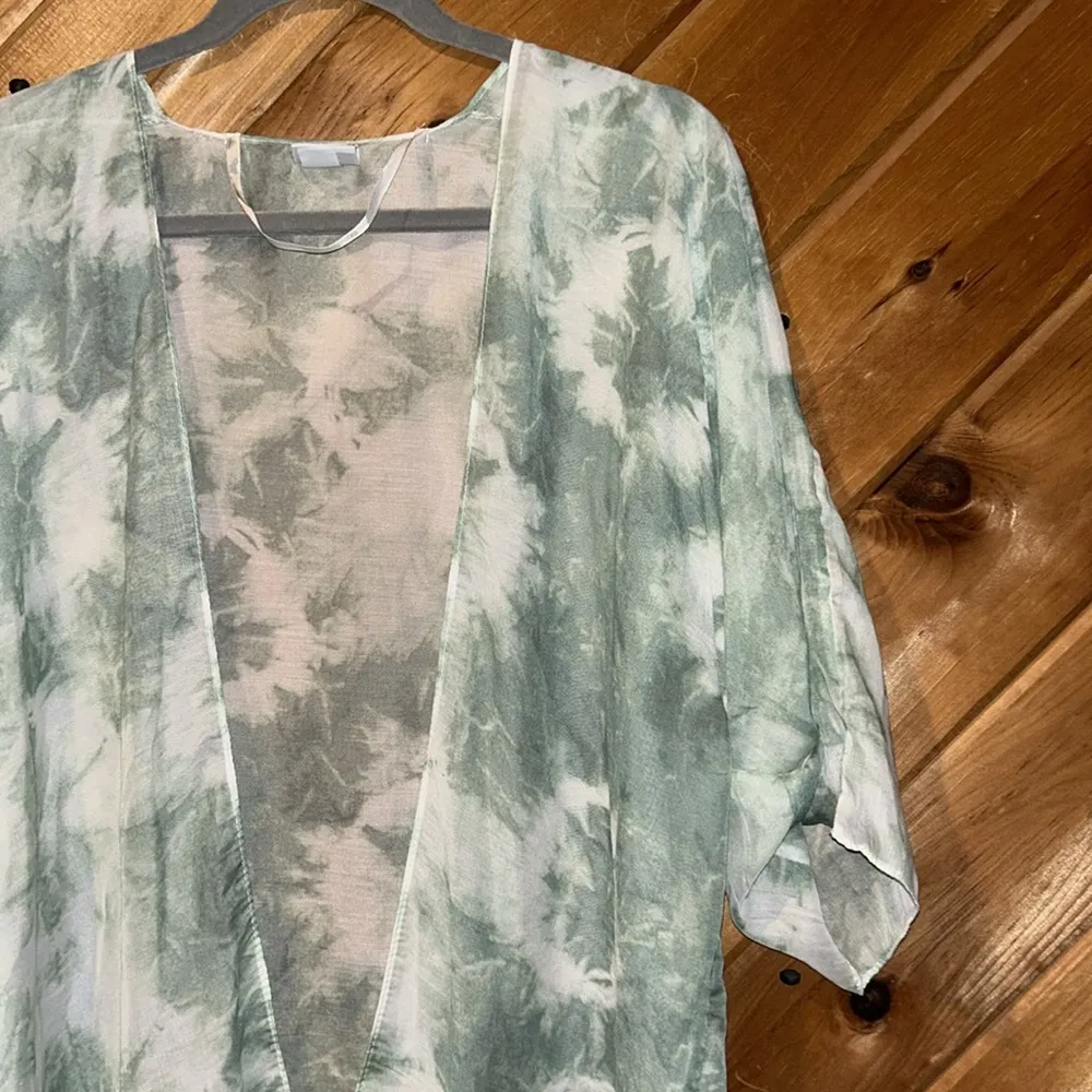 Sonoma Radial tie dye kimono green white coverup - Image 3