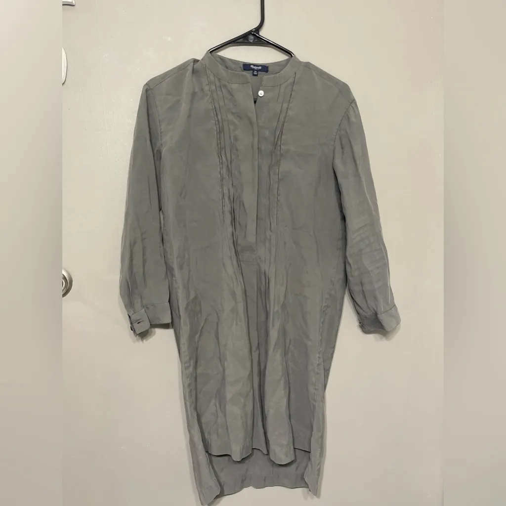 Madewell Women's Pleated Tunic Dress Olive Green Size XS‎ - Image 2