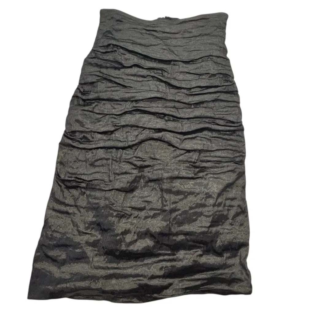 NICOLE MILLER ARTELIER Sandy Black Metallic Ruched Skirt Size 4 - Image 3