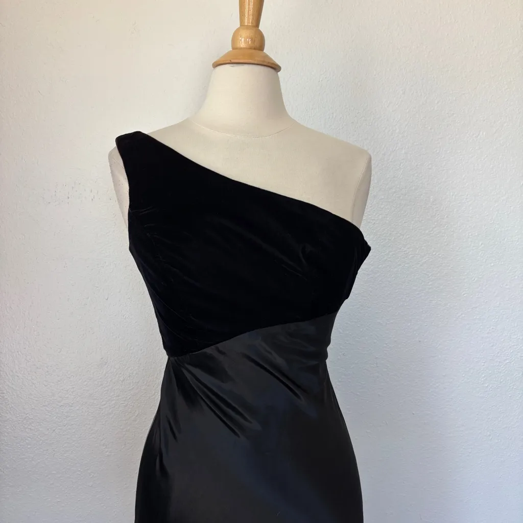 Vintage 90s Solid Black Velvet & Satin One - Image 3