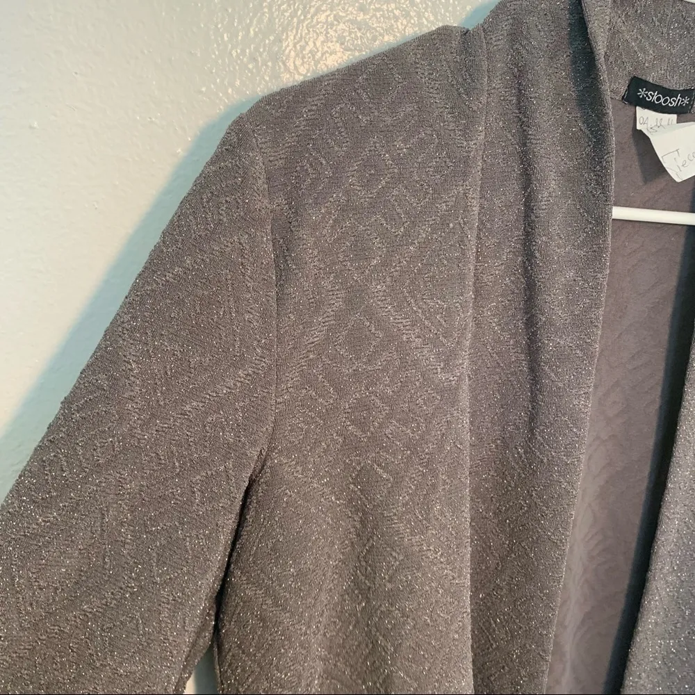 Stoosh Open Longline Blazer Purple Gray Sparkle - Image 5