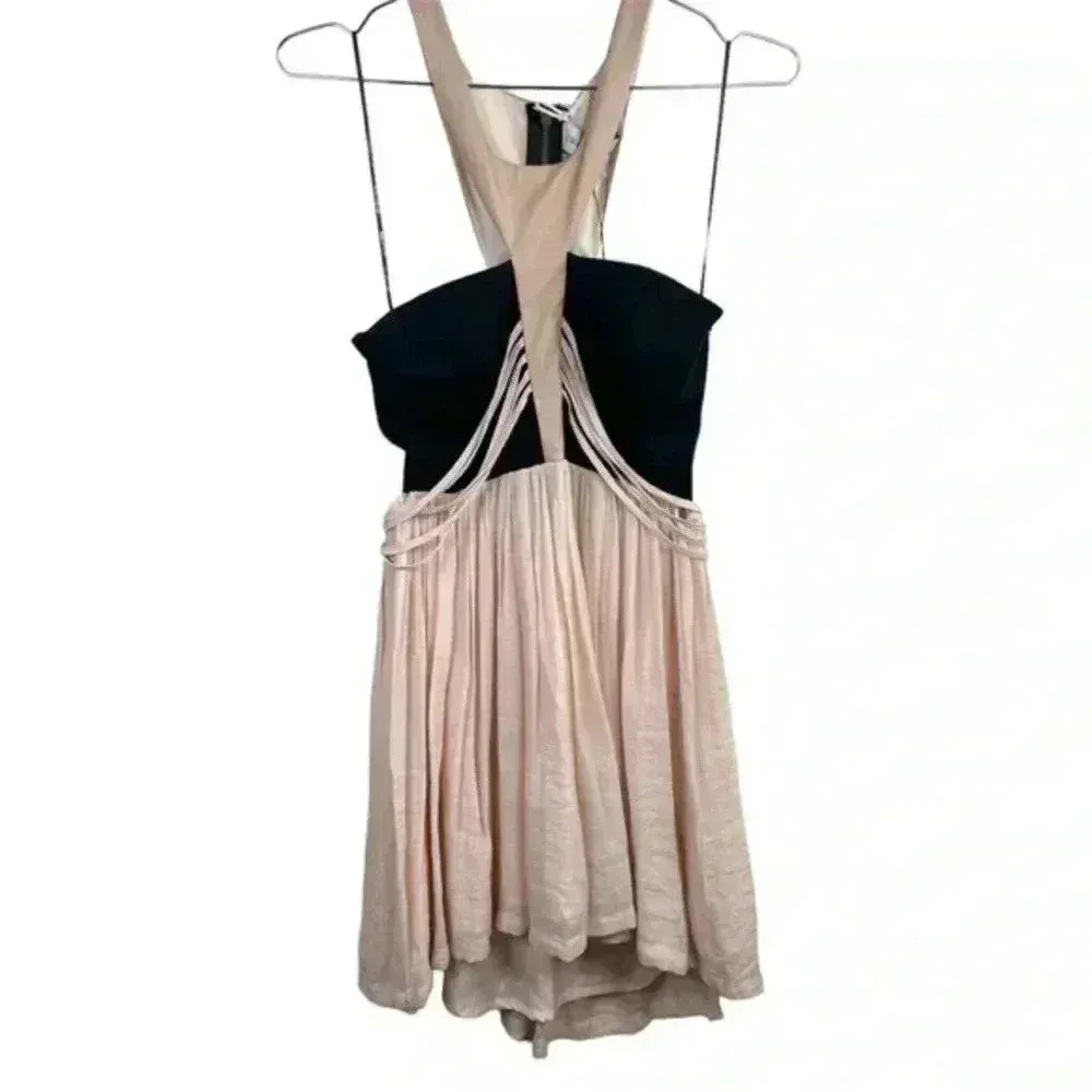 Bless'ed Are The Meek Black And Cream Status‎ Quo Cutout Mini Dress Size 2 - Image 2