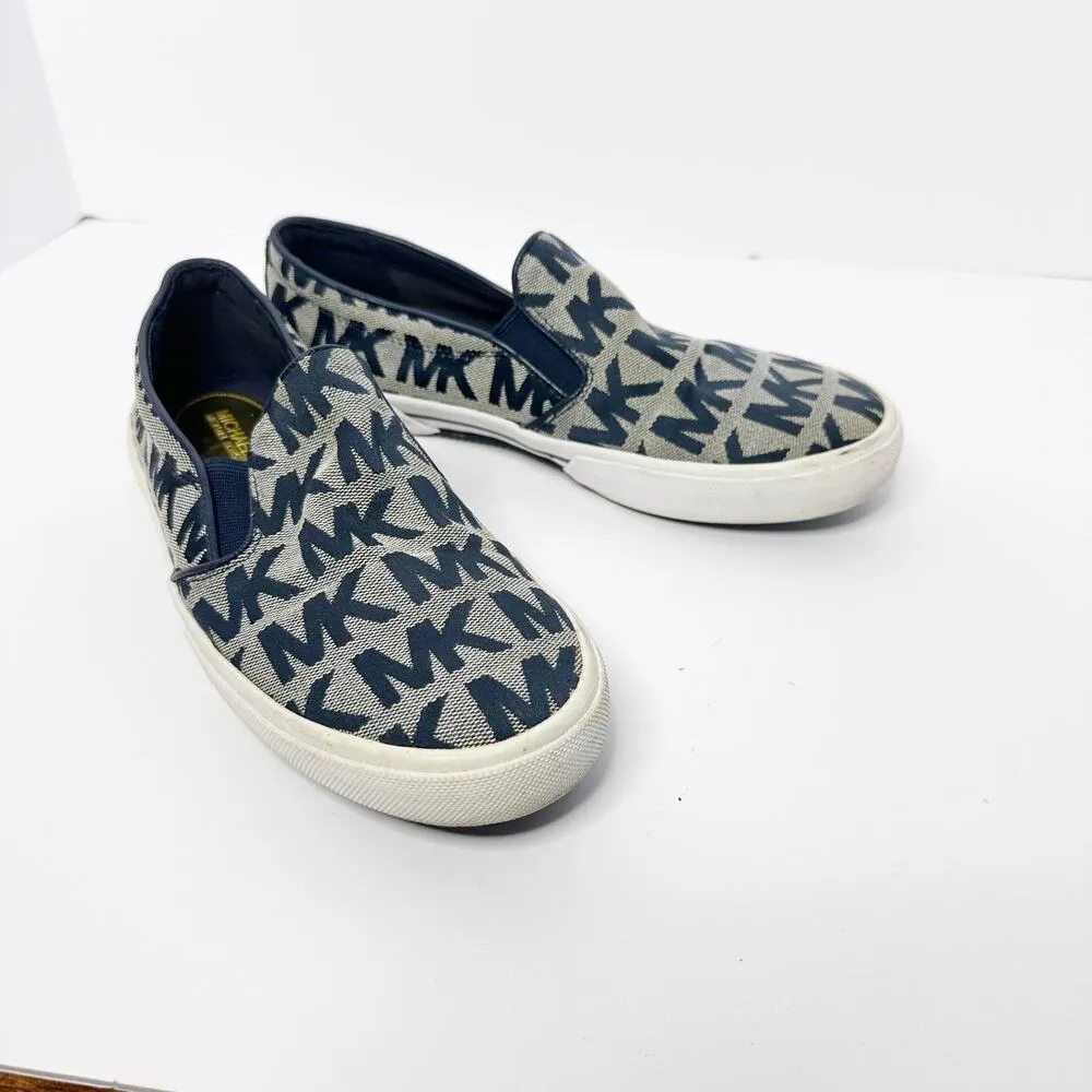 Michael Kors Womens Size 6.5 Keaton Navy‎ Blue Signature Slip On Sneakers - Image 5