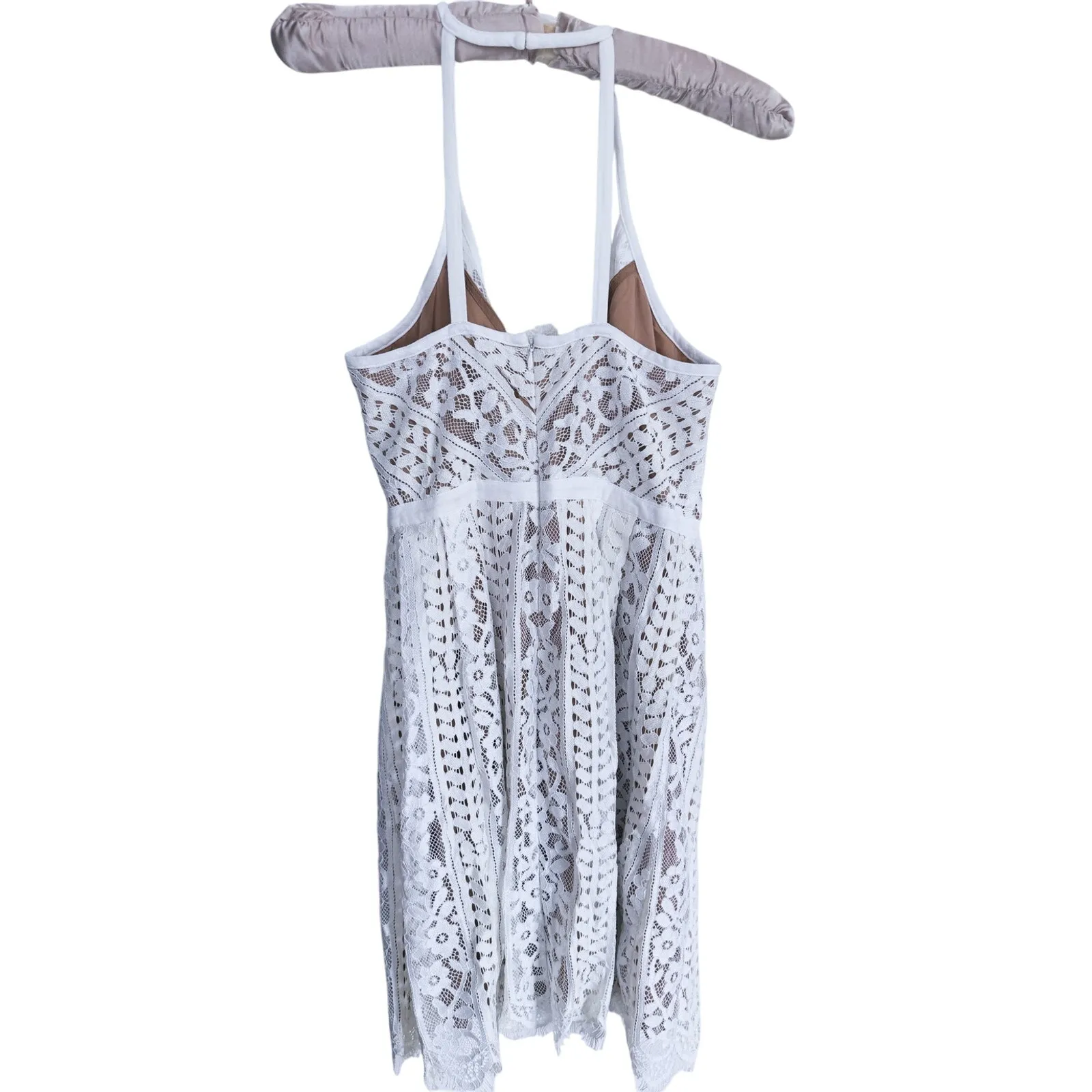 Tracy Reese Fairy Boho Lace Mini Dress 10 White Bridal Bachelorette Event Party - Image 8