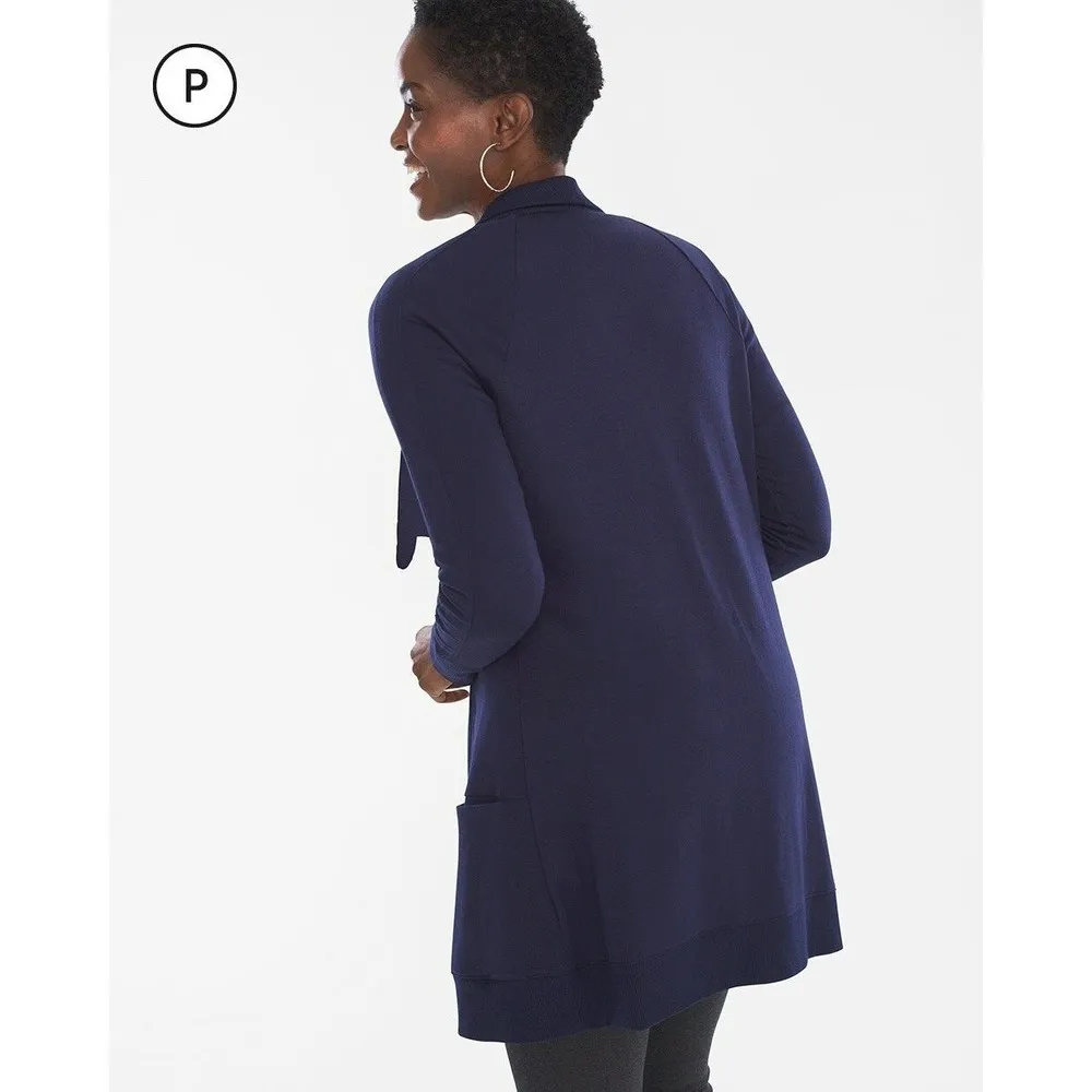 Chico's Zenergy Open Front Cardigan Women Size XL Petite Blue Draped Knit Jacket - Image 7