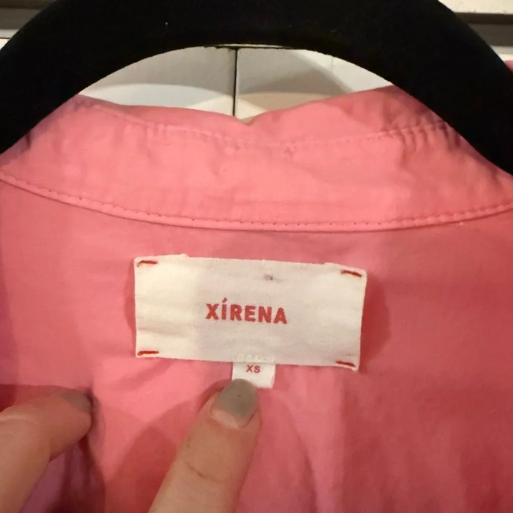 Xirena Channing tea rose cotton button down shirt xs Pink - Image 4